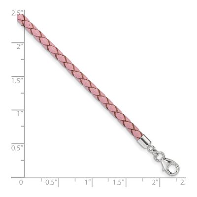 Sterling Silver Pink Leather Wrap Choker Bracelet – view 7