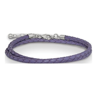 Sterling Silver Purple Leather Wrap Choker Bracelet – view 4