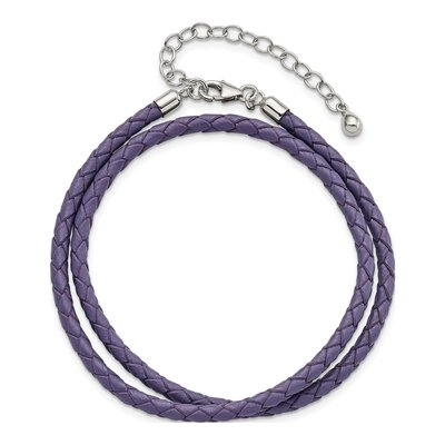 Sterling Silver Purple Leather Wrap Choker Bracelet – view 5
