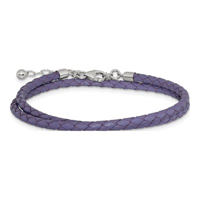 Sterling Silver Purple Leather Wrap Choker Bracelet – view 6