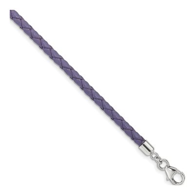 Sterling Silver Purple Leather Wrap Choker Bracelet