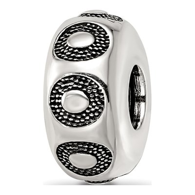 Sterling Silver Antiqued Circle Pattern Bead