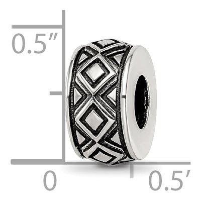 Sterling Silver Antiqued Diamond Pattern Bead – view 6