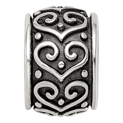 Sterling Silver Antiqued Heart Bead – view 4