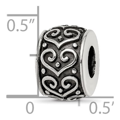 Sterling Silver Antiqued Heart Bead – view 6