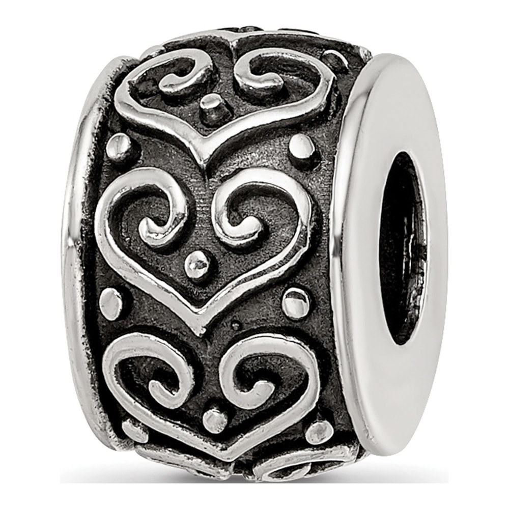 Sterling Silver Antiqued Heart Bead