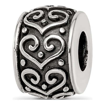 Sterling Silver Antiqued Heart Bead