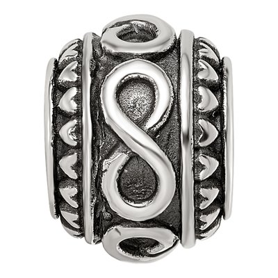 Sterling Silver Antiqued Infinity Heart Bead – view 4