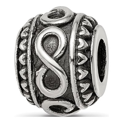Sterling Silver Antiqued Infinity Heart Bead