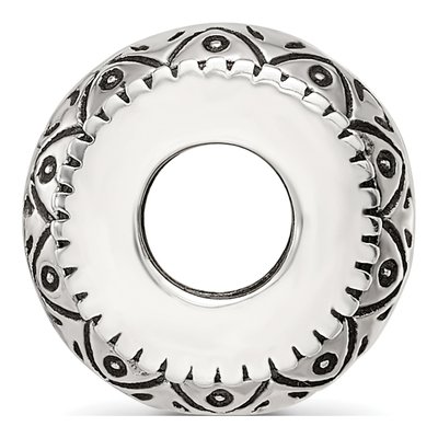 Sterling Silver Antiqued Aztec Pattern Bead – view 3