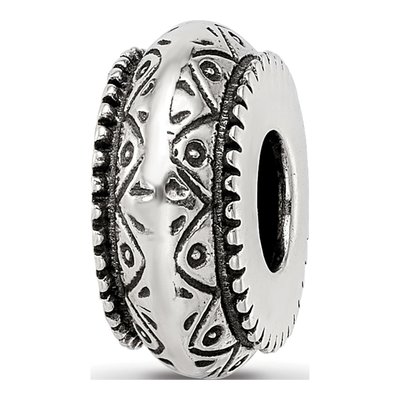 Sterling Silver Antiqued Aztec Pattern Bead