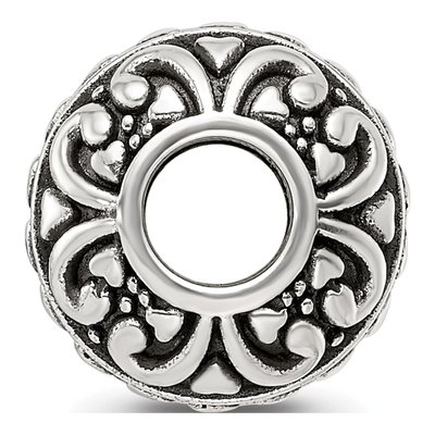 Sterling Silver Antiqued Hearts Bead – view 3