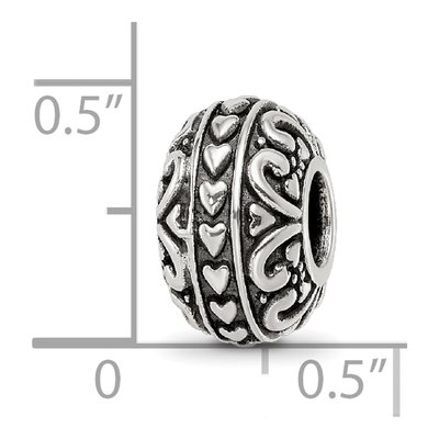 Sterling Silver Antiqued Hearts Bead – view 6