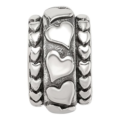 Sterling Silver Antiqued Hearts Bead – view 4