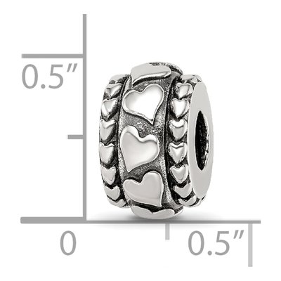 Sterling Silver Antiqued Hearts Bead – view 5