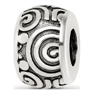 Sterling Silver Antiqued Swirl Bead