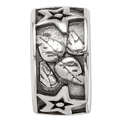 Sterling Silver Antiqued Stars Leaves Pattern Bead – view 4