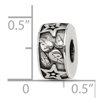Sterling Silver Antiqued Stars Leaves Pattern Bead – view 6