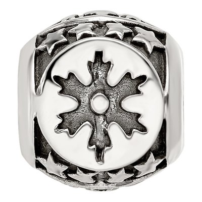 Sterling Silver Antiqued Snowflake Star Bead – view 4