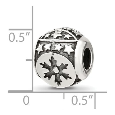 Sterling Silver Antiqued Snowflake Star Bead – view 6