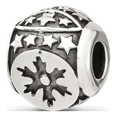 Sterling Silver Antiqued Snowflake Star Bead