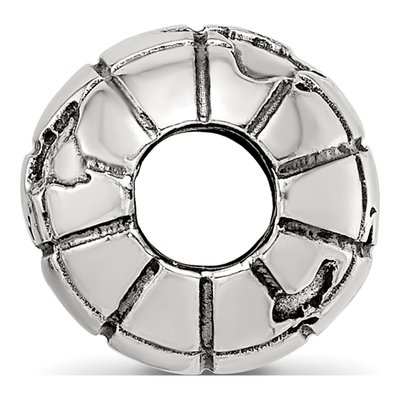 Sterling Silver Antiqued Globe Bead – view 3