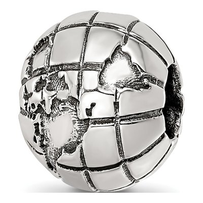 Sterling Silver Antiqued Globe Bead