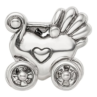 Sterling Silver Antiqued Baby Carriage Bead – view 4