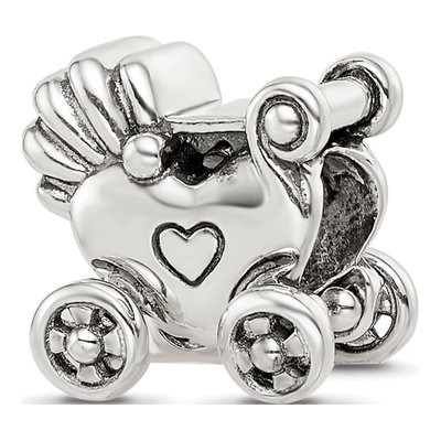 Sterling Silver Antiqued Baby Carriage Bead – view 6