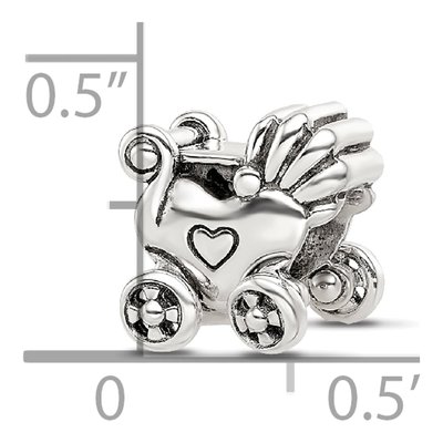 Sterling Silver Antiqued Baby Carriage Bead – view 7
