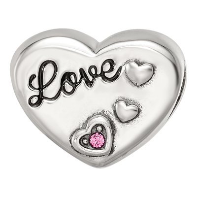 Sterling Silver Crystal Antiqued Heart Bead – view 4