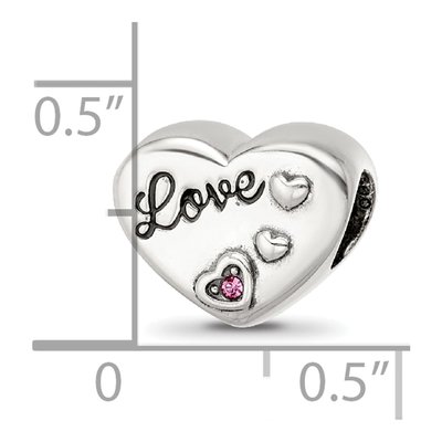 Sterling Silver Crystal Antiqued Heart Bead – view 6