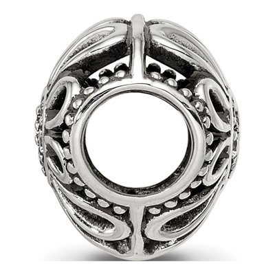 Sterling Silver CZ Antiqued Heart Bead – view 3