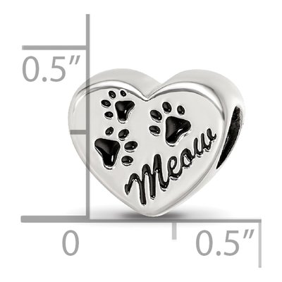Sterling Silver Enamel Meow Paw Print Heart Bead – view 6