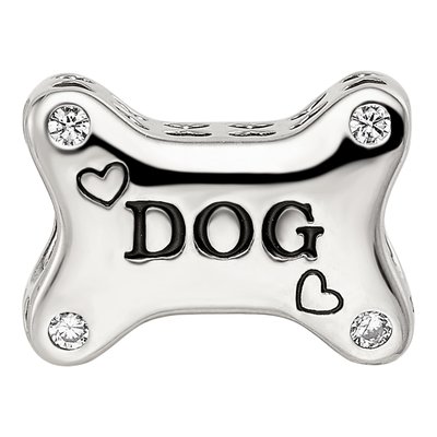 Sterling Silver CZ Enamel Dog Bone Bead – view 4