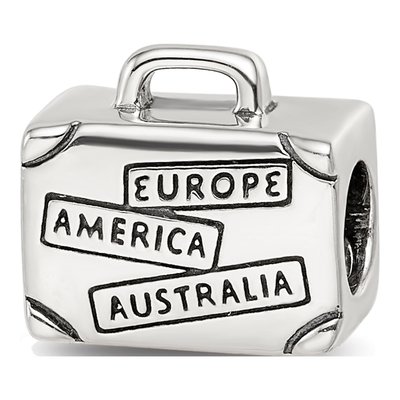Sterling Silver I Heart to Travel Suitcase Bead – view 5
