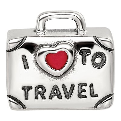 Sterling Silver I Heart to Travel Suitcase Bead – view 6