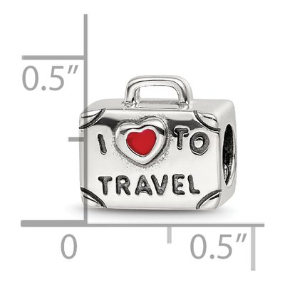 Sterling Silver I Heart to Travel Suitcase Bead – view 7