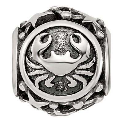 Sterling Silver Antiqued Zodiac Cancer Bead – view 5