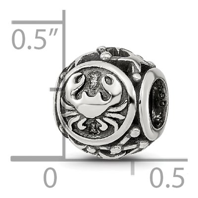 Sterling Silver Antiqued Zodiac Cancer Bead – view 7