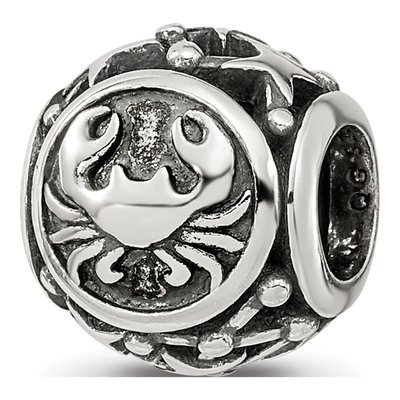 Sterling Silver Antiqued Zodiac Cancer Bead