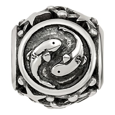 Sterling Silver Antiqued Pisces Zodiac Bead – view 4