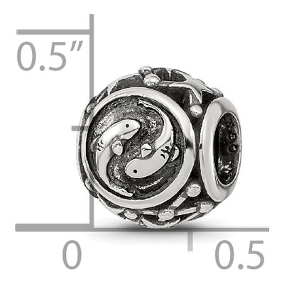 Sterling Silver Antiqued Pisces Zodiac Bead – view 7
