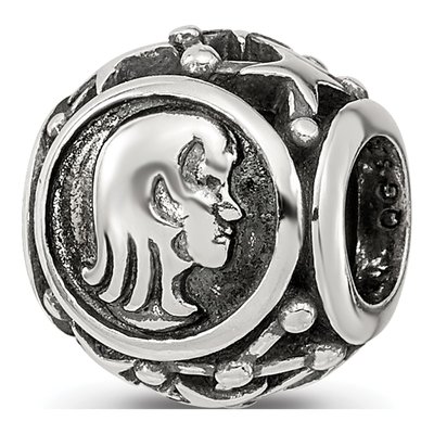 Sterling Silver Antiqued Virgo Zodiac Bead