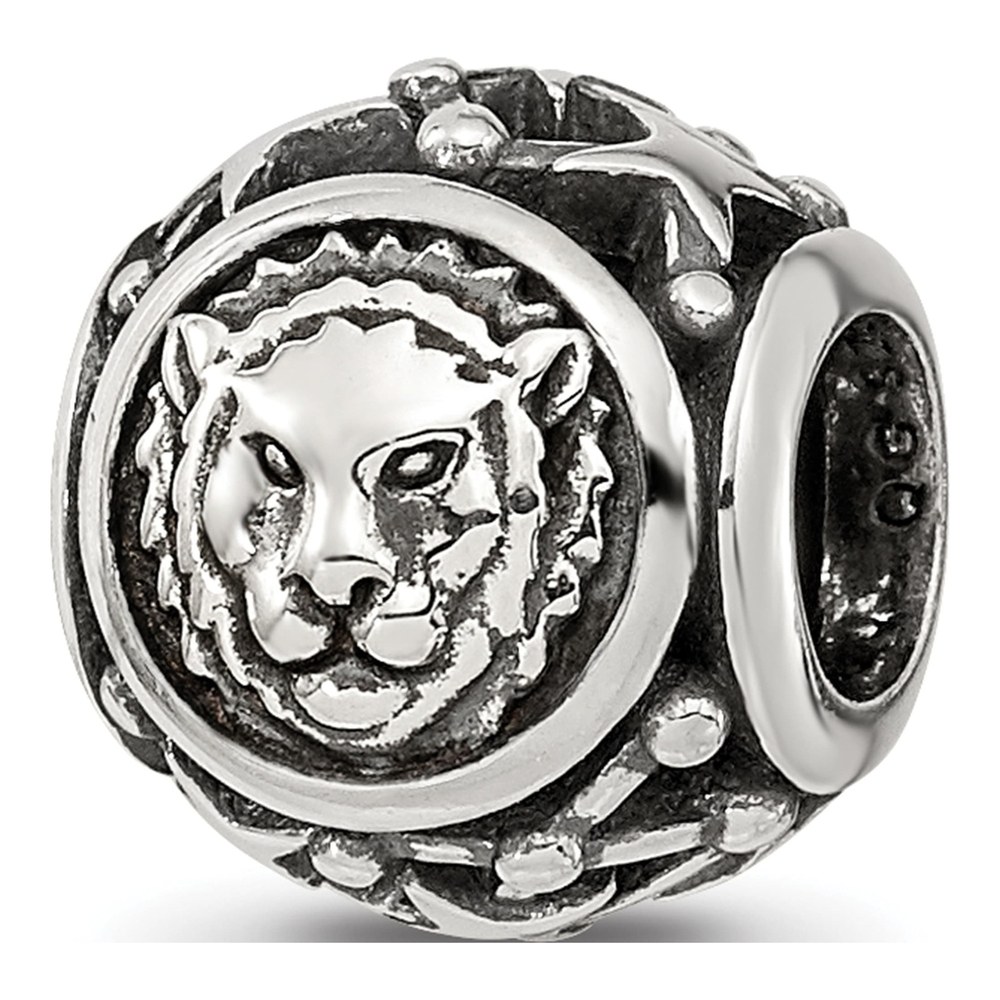 Sterling Silver Antiqued Leo Zodiac Bead