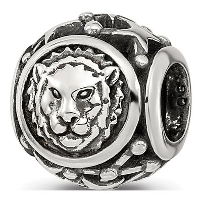 Sterling Silver Antiqued Leo Zodiac Bead