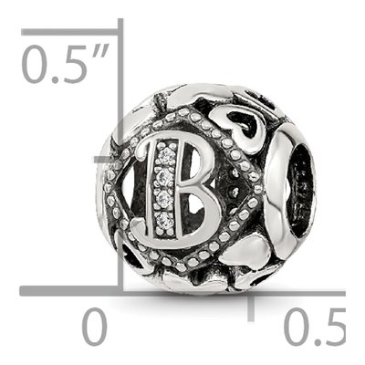 Sterling Silver CZ Letter B Bead – view 7