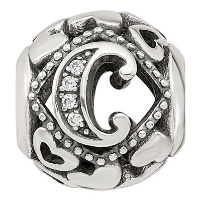 Sterling Silver CZ Letter C Bead – view 4