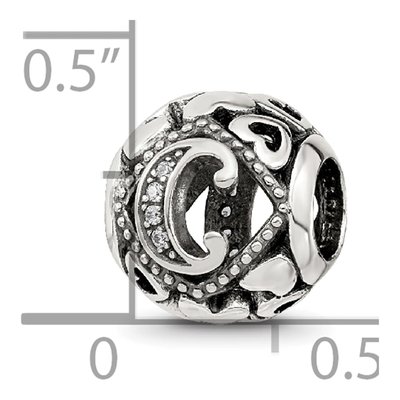 Sterling Silver CZ Letter C Bead – view 7