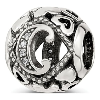 Sterling Silver CZ Letter C Bead